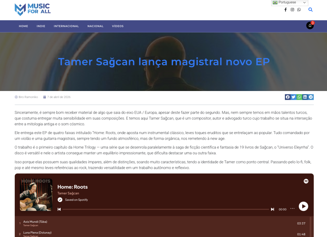 Music For All Yazdı: Tamer Sağcan Muhteşem Yeni EP’sini Yayınladı